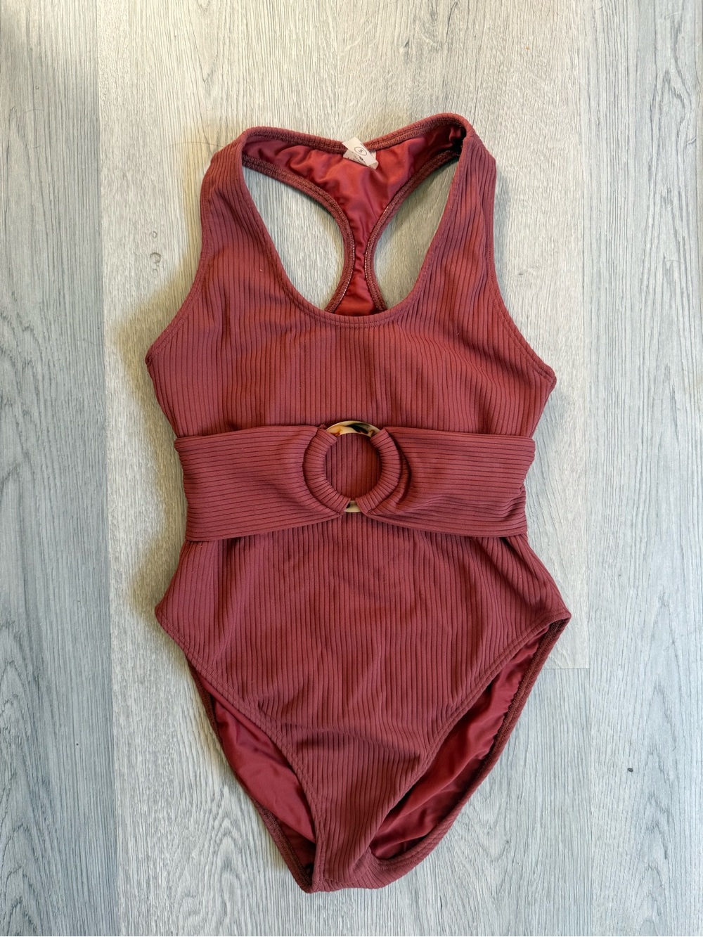 Montce Racerback Ribbed One Piece w/ Belt Small